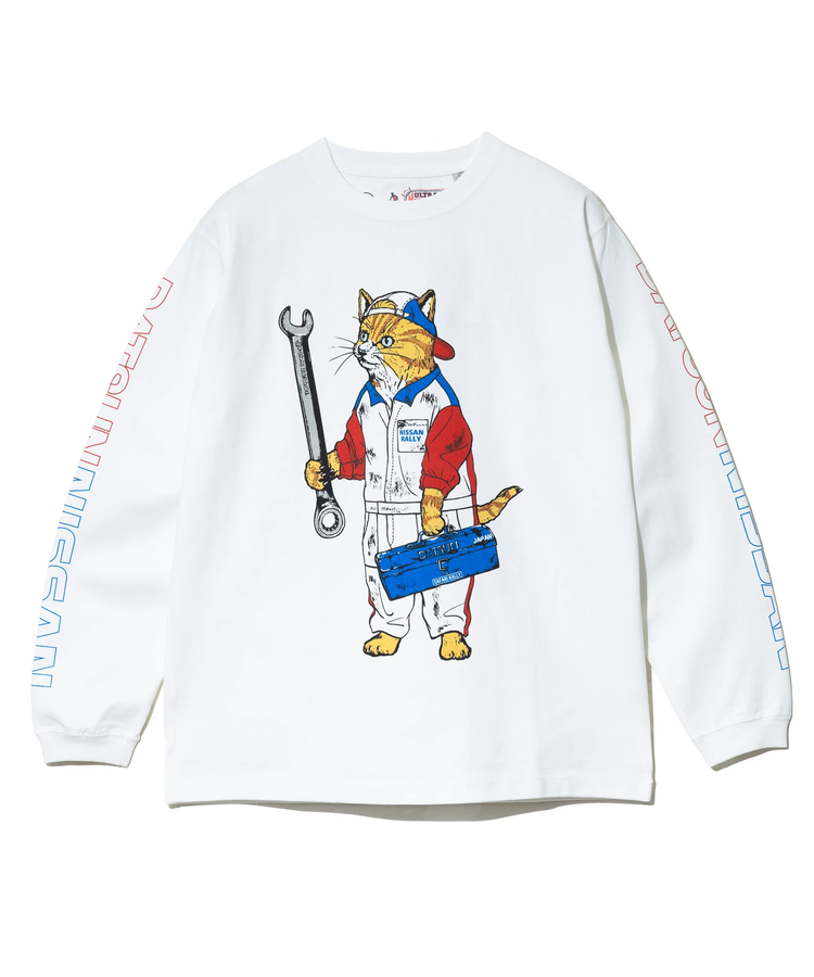 go slow caravan(ゴースローキャラバン) |【NISSAN×go slow caravan】超ヘビーUSA/CRALLYメカニック猫ロングスリーブTEE (MENS)