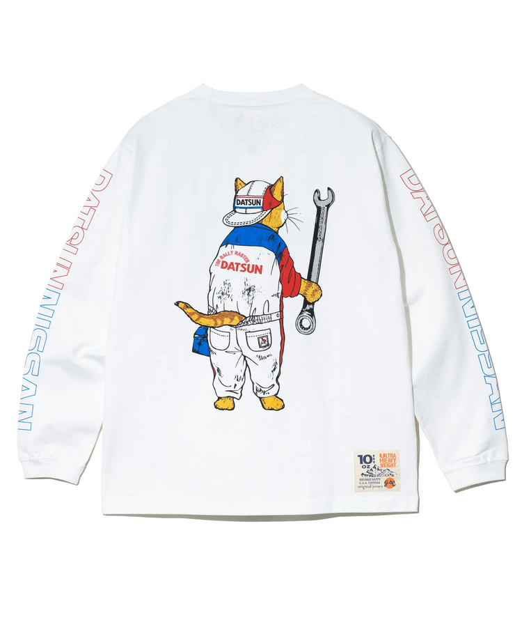 go slow caravan(ゴースローキャラバン) |【NISSAN×go slow caravan】超ヘビーUSA/CRALLYメカニック猫ロングスリーブTEE (MENS)