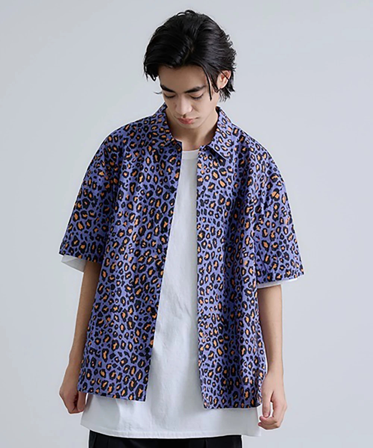 go slow caravan(ゴースローキャラバン) |Revo./レヴォ ペイントレオパードパターンSSシャツ (MENS)