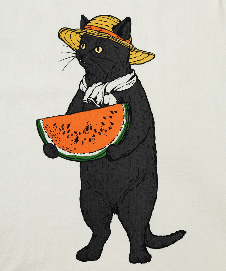 go slow caravan(ゴースローキャラバン) |USA/Cスイカ猫 ゆったり TEE (MENS)
