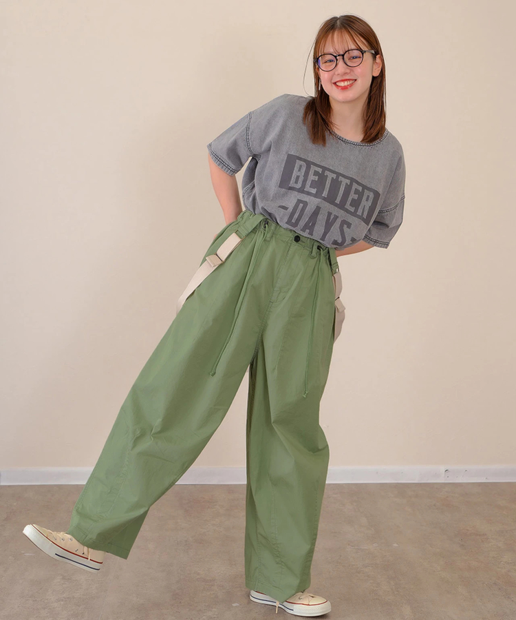 go slow caravan(ゴースローキャラバン) |mililopiulu/ミリロピュール サスペンダーリラックスパラシュートパンツ (WOMENS)