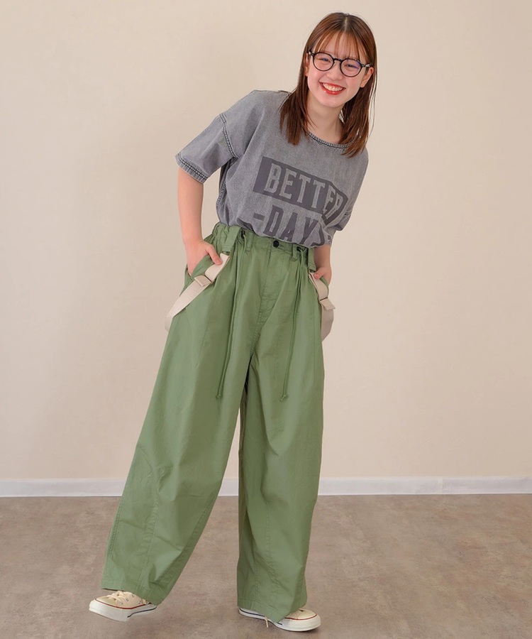 go slow caravan(ゴースローキャラバン) |mililopiulu/ミリロピュール サスペンダーリラックスパラシュートパンツ (WOMENS)