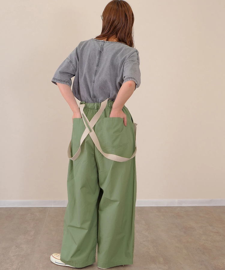 go slow caravan(ゴースローキャラバン) |mililopiulu/ミリロピュール サスペンダーリラックスパラシュートパンツ (WOMENS)