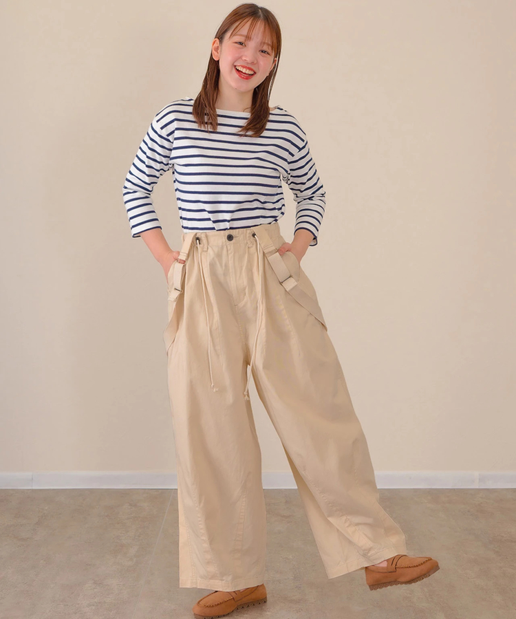 go slow caravan(ゴースローキャラバン) |mililopiulu/ミリロピュール サスペンダーリラックスパラシュートパンツ (WOMENS)