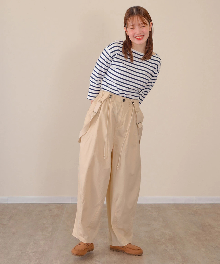 go slow caravan(ゴースローキャラバン) |mililopiulu/ミリロピュール サスペンダーリラックスパラシュートパンツ (WOMENS)