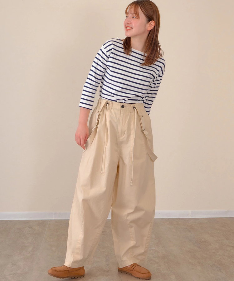 go slow caravan(ゴースローキャラバン) |mililopiulu/ミリロピュール サスペンダーリラックスパラシュートパンツ (WOMENS)