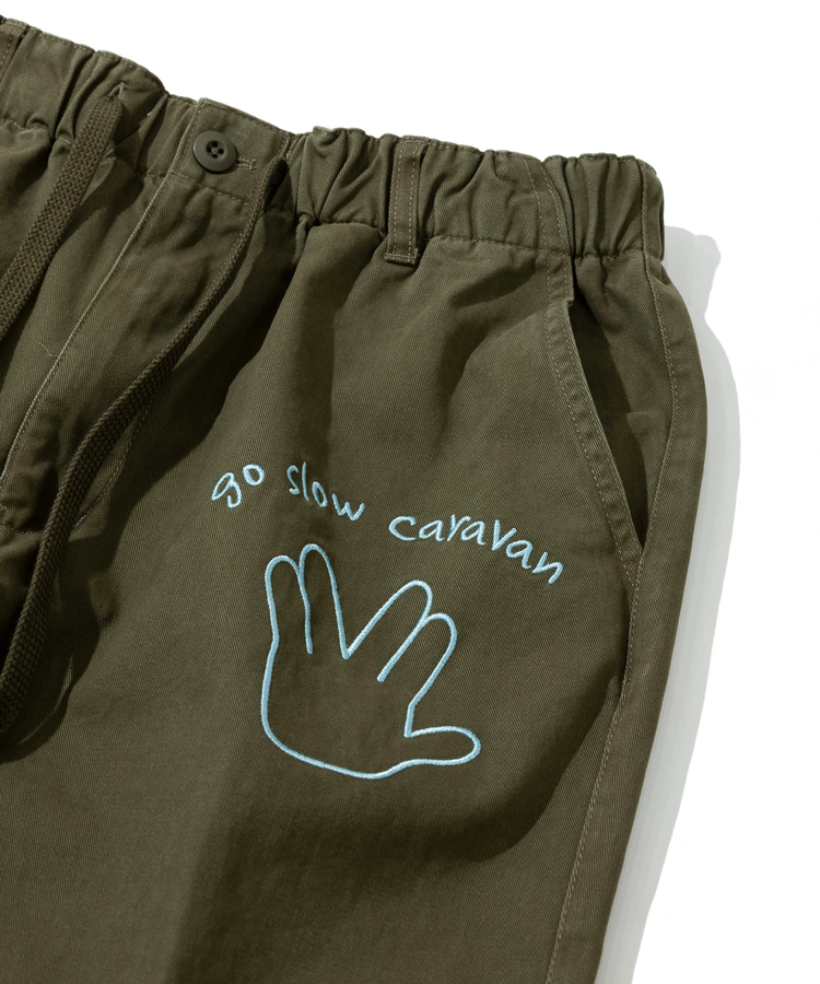 go slow caravan(ゴースローキャラバン) |ツイルピーチ起毛刺繍ワークパンツ (MENS)