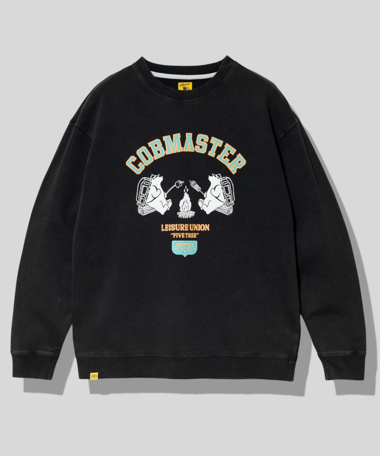 go slow caravan(ゴースローキャラバン) |COBMASTER/コブマスター 裏毛パウダー加工クルースウェット《焚火クマ》(MENS)