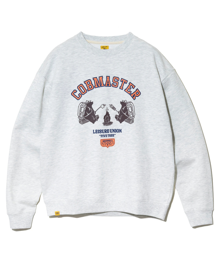 go slow caravan(ゴースローキャラバン) |COBMASTER/コブマスター 裏毛パウダー加工クルースウェット《焚火クマ》(MENS)