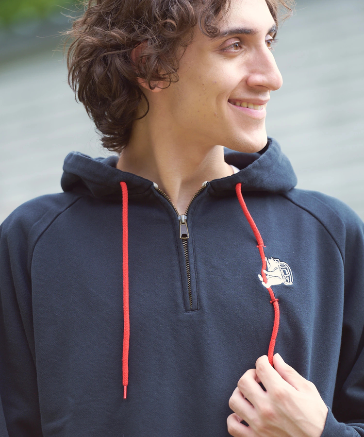 go slow caravan(ゴースローキャラバン) |COBMASTER/コブマスター ギミック刺繍 裏毛ハーフジッププルPK (MENS)