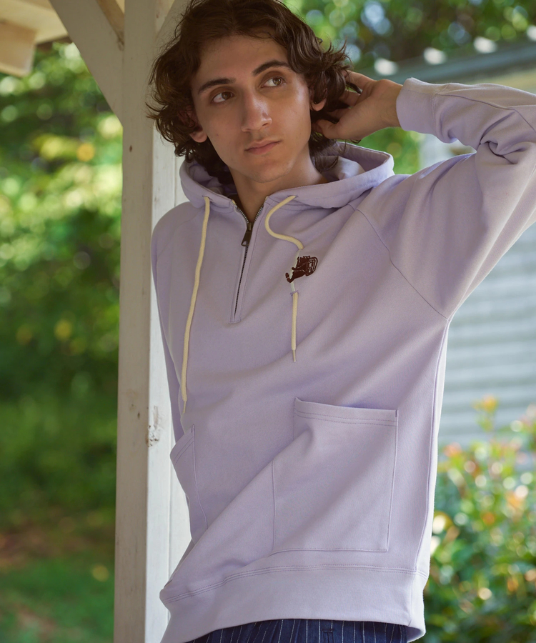 go slow caravan(ゴースローキャラバン) |COBMASTER/コブマスター ギミック刺繍 裏毛ハーフジッププルPK (MENS)