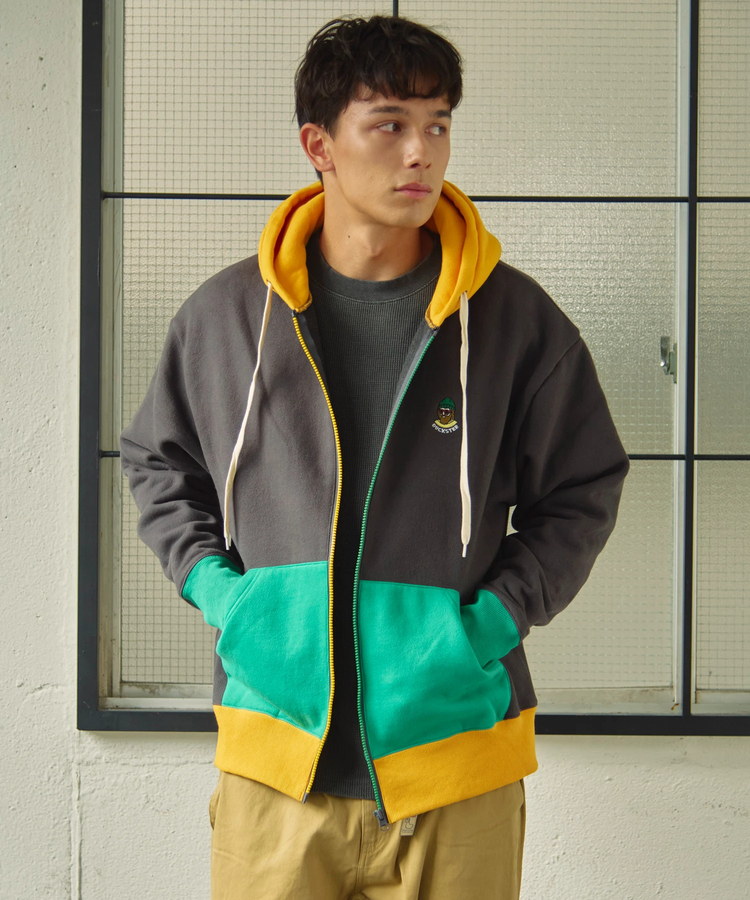 go slow caravan(ゴースローキャラバン) |DUCKSTER/ダックスター OJISAN刺繍マルチカラーフルジップパーカー (MENS)