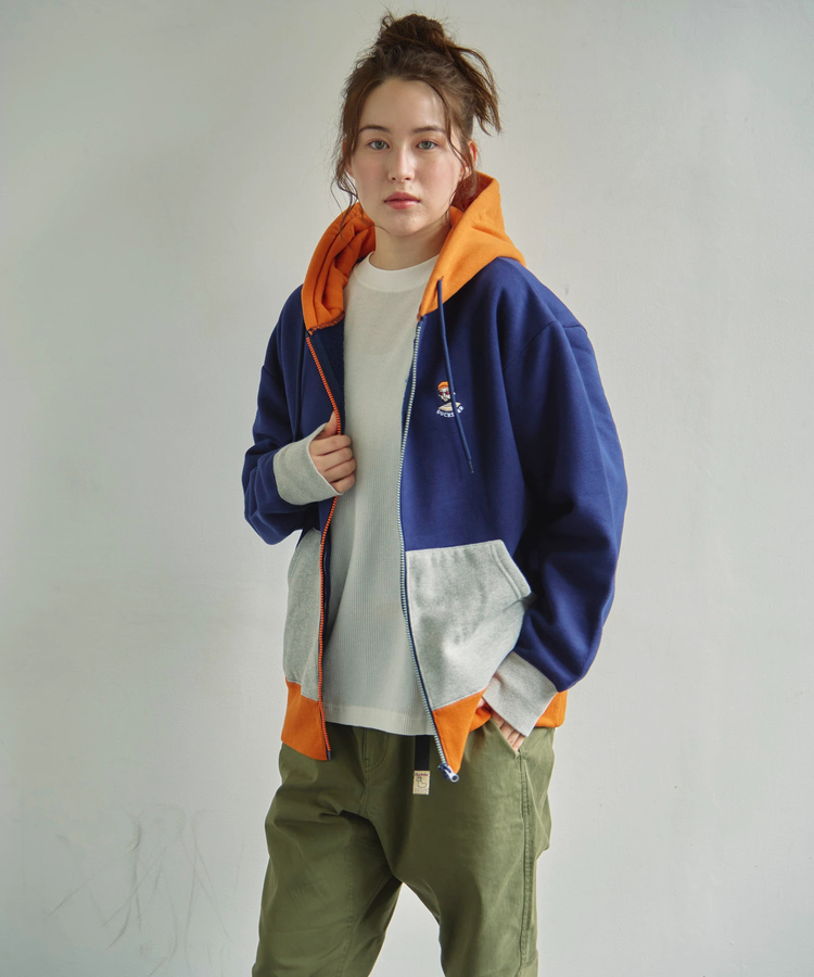 go slow caravan(ゴースローキャラバン) |DUCKSTER/ダックスター OJISAN刺繍マルチカラーフルジップパーカー (MENS)