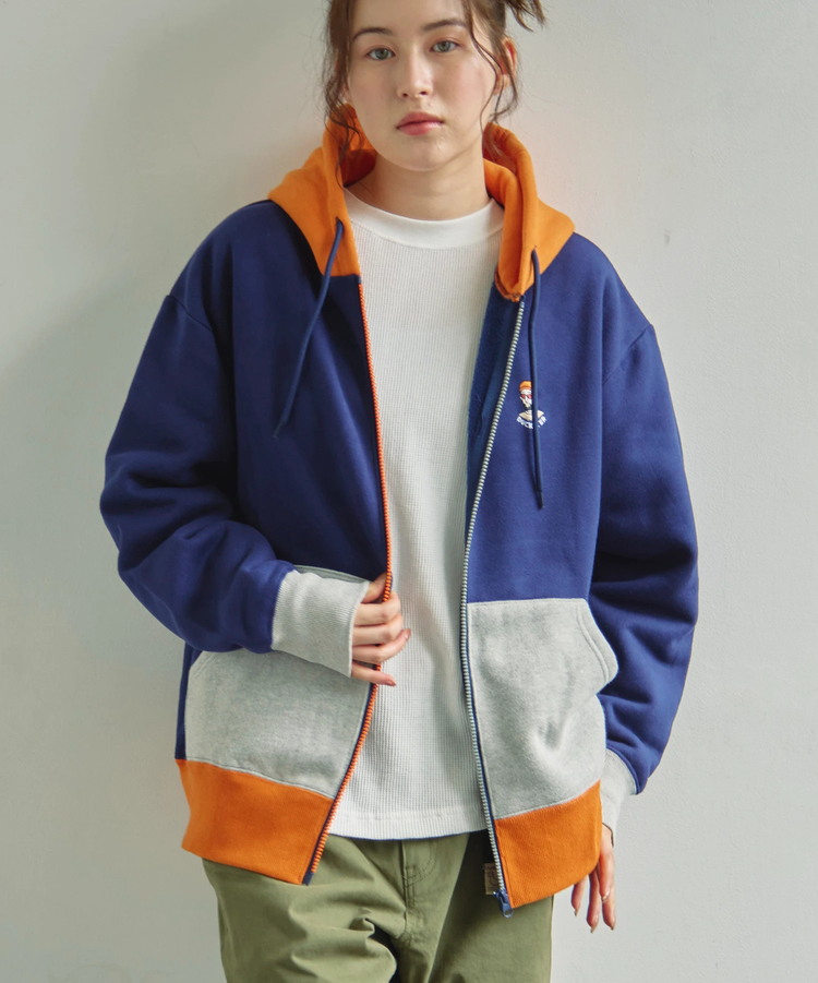 go slow caravan(ゴースローキャラバン) |DUCKSTER/ダックスター OJISAN刺繍マルチカラーフルジップパーカー (MENS)