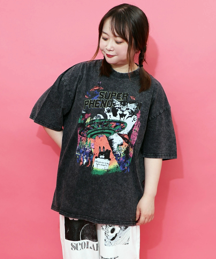 スカラー ScoLar カオス柄ピグメントTシャツ （グリーン） スカラー ScoLar カオス柄ピグメントTシャツ （グリーン