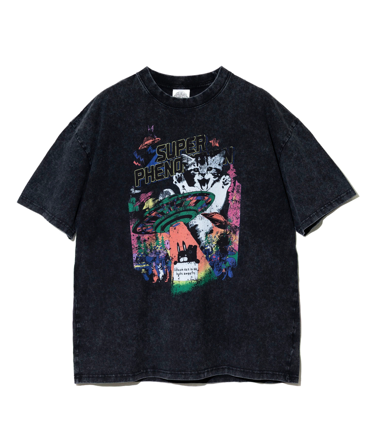 スカラー ScoLar カオス柄ピグメントTシャツ （チャコールグレー） スカラー ScoLar カオス柄ピグメントTシャツ （チャコールグレー