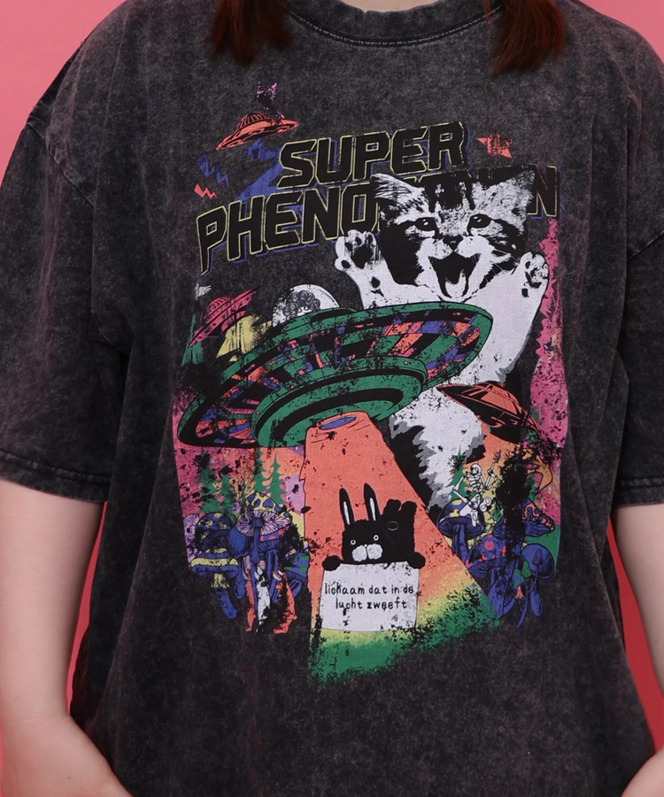 スカラー ScoLar カオス柄ピグメントTシャツ （グリーン） スカラー ScoLar カオス柄ピグメントTシャツ （グリーン