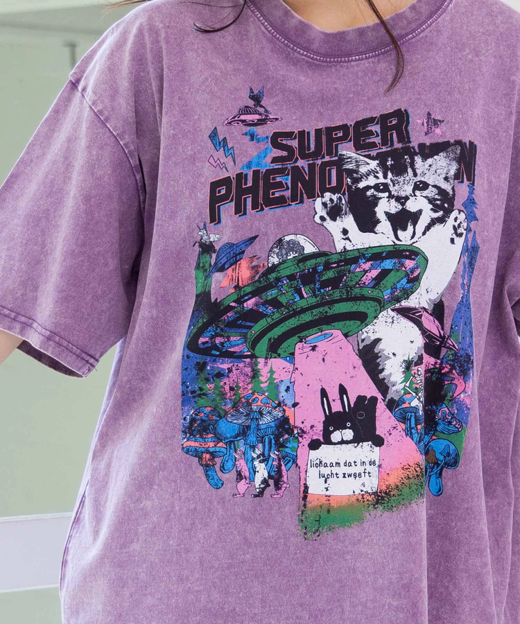スカラー ScoLar カオス柄ピグメントTシャツ （チャコールグレー） スカラー ScoLar カオス柄ピグメントTシャツ （チャコールグレー