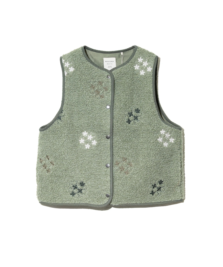 新品　マークアンドロナ 2022年モデル　中綿　ボアベスト ウール　総柄　L mq2232-01_1.jpg