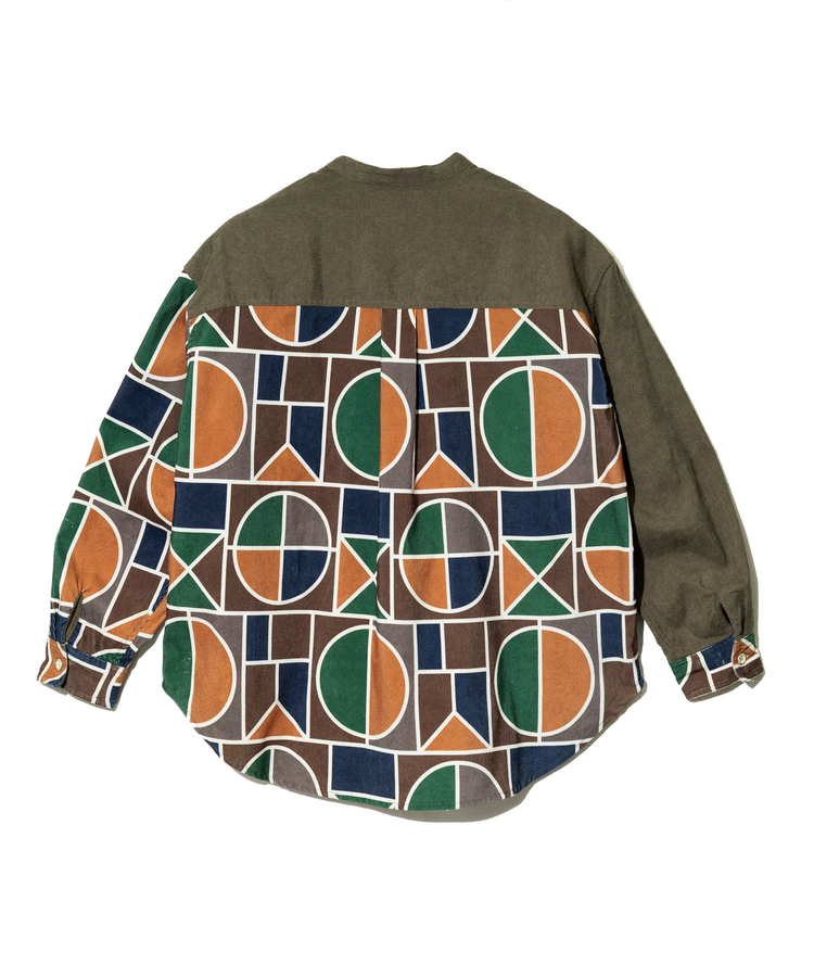 CUBE SUGAR/キューブシュガー シャツコール総柄プリント切替バンド