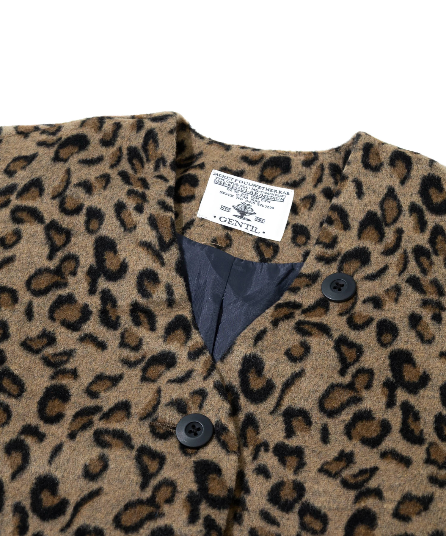 GENTIL/ジャンティー レオパード柄Vネックコート (WOMENS