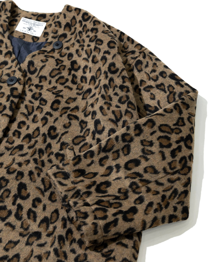 【D&G】✴️超美品　ヒョウ柄ロングコート GENTIL/ジャンティー レオパード柄Vネックコート (WOMENS