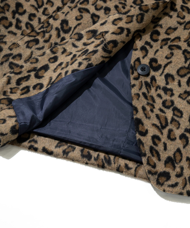 GENTIL/ジャンティー レオパード柄Vネックコート (WOMENS