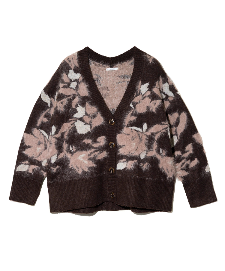 カリカリカール様御購入品☆ le colis/ルコリ フェザーヤーン花ジャガードVカーデ (WOMENS