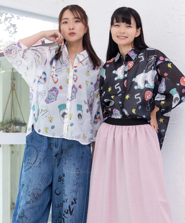 go slow caravan(ゴースローキャラバン) |ScoLar/スカラー レトロ総柄シャツ (WOMENS)