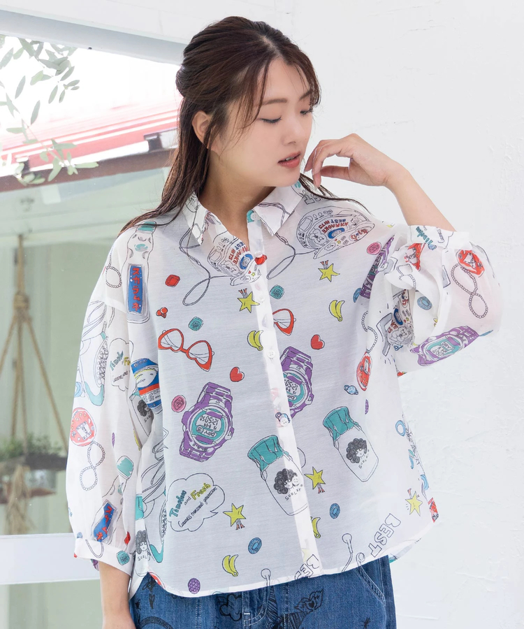 go slow caravan(ゴースローキャラバン) |ScoLar/スカラー レトロ総柄シャツ (WOMENS)