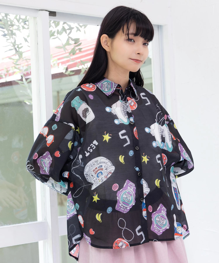 go slow caravan(ゴースローキャラバン) |ScoLar/スカラー レトロ総柄シャツ (WOMENS)