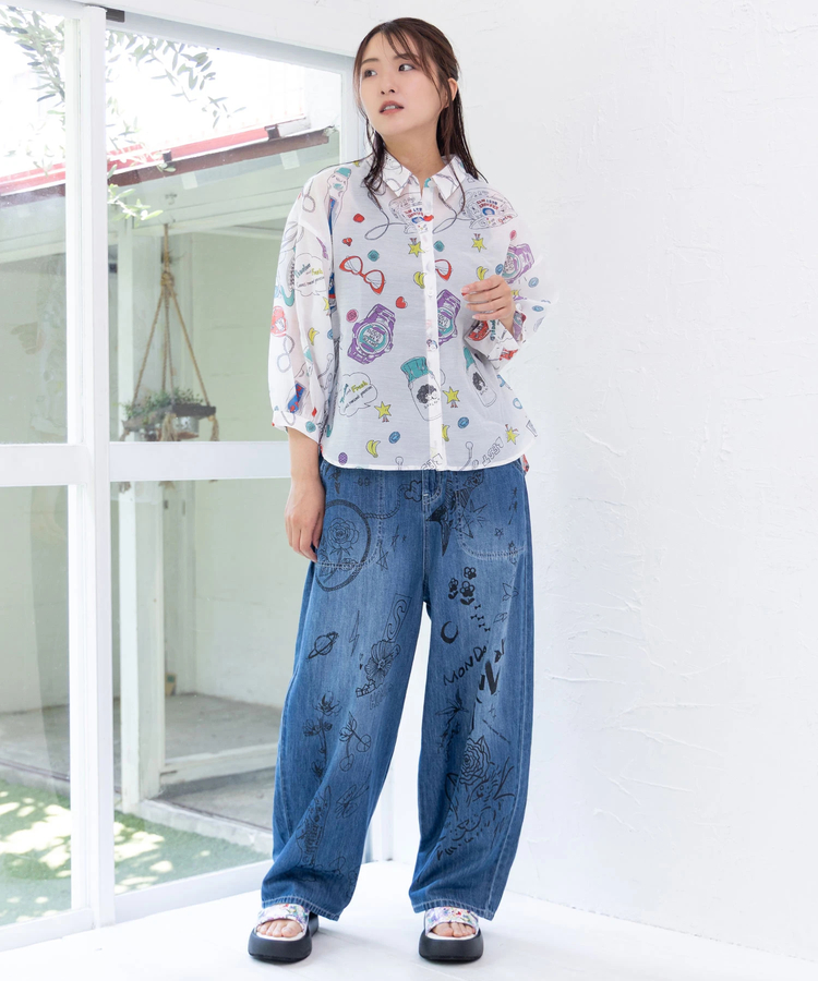 go slow caravan(ゴースローキャラバン) |ScoLar/スカラー レトロ総柄シャツ (WOMENS)