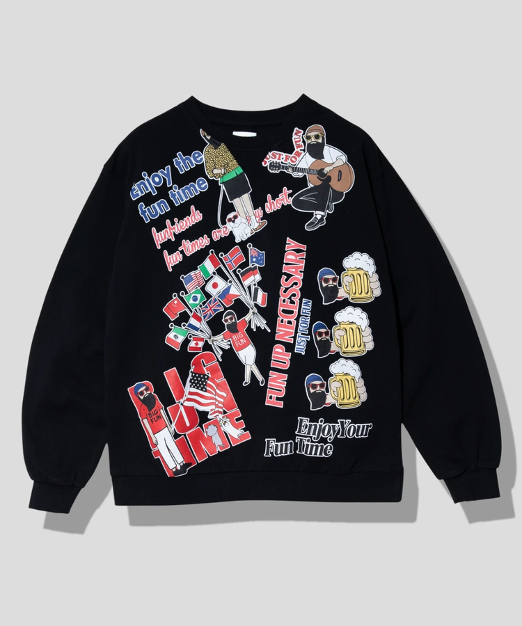 go slow caravan(ゴースローキャラバン) |modem design/モデムデザイン 総柄おじさんロンTee-1 (MENS)