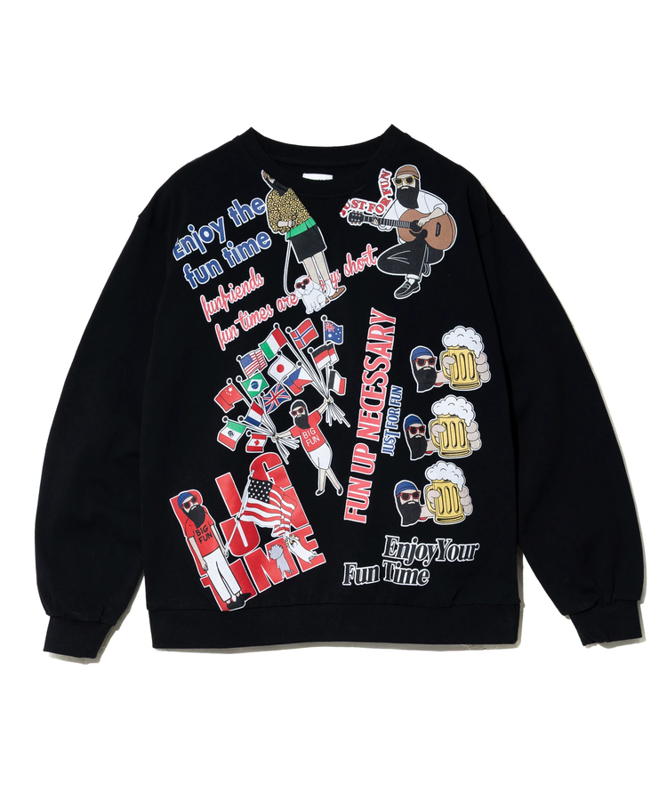 go slow caravan(ゴースローキャラバン) |modem design/モデムデザイン 総柄おじさんロンTee-1 (MENS)