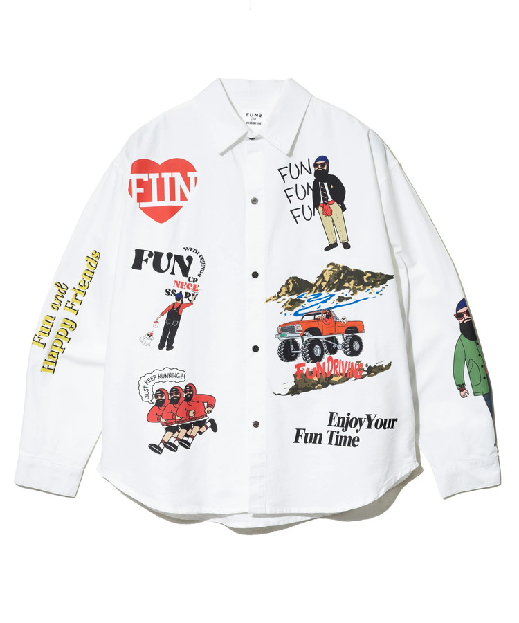 modem design/モデムデザイン L/S総柄おじさんシャツ (MENS