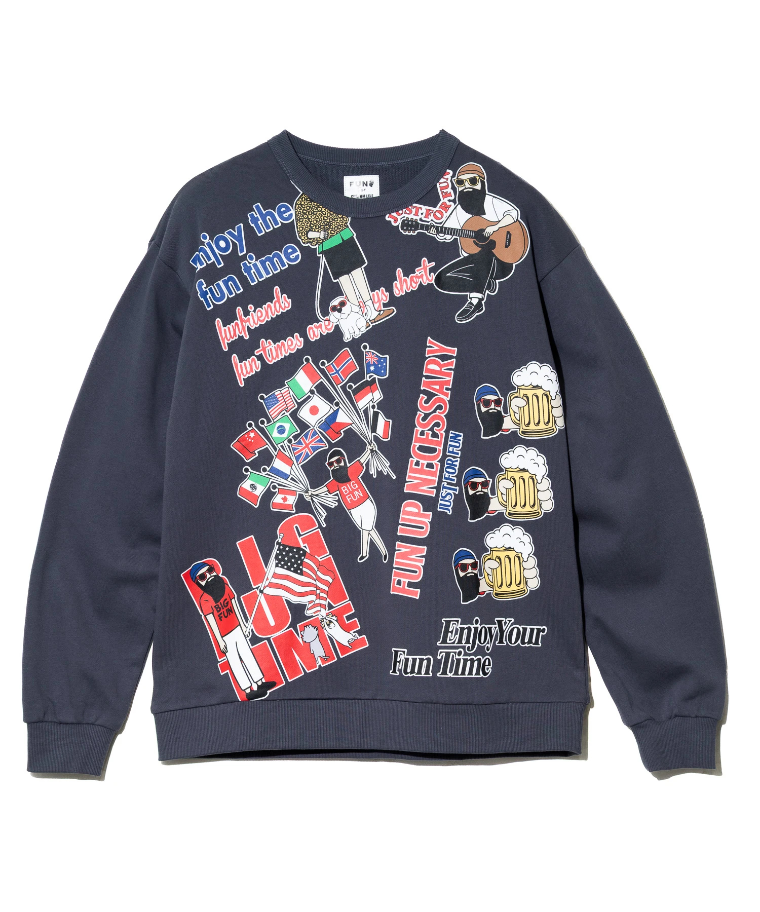 modem design/モデムデザイン 裏毛総柄おじさんクルースウェット