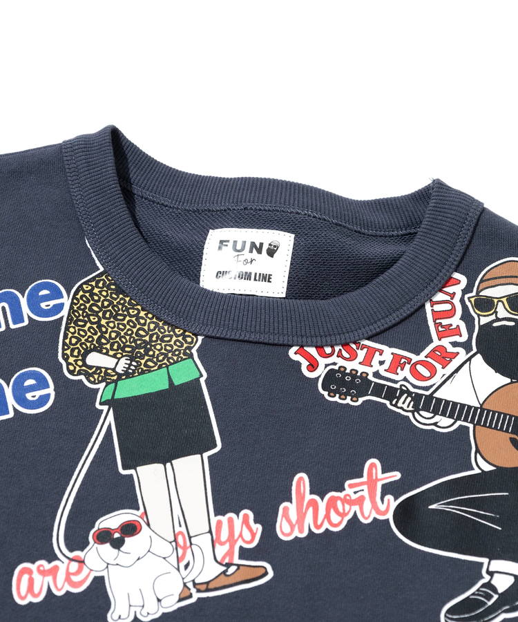 うーたん modem design/モデムデザイン 裏毛総柄おじさんクルースウェット