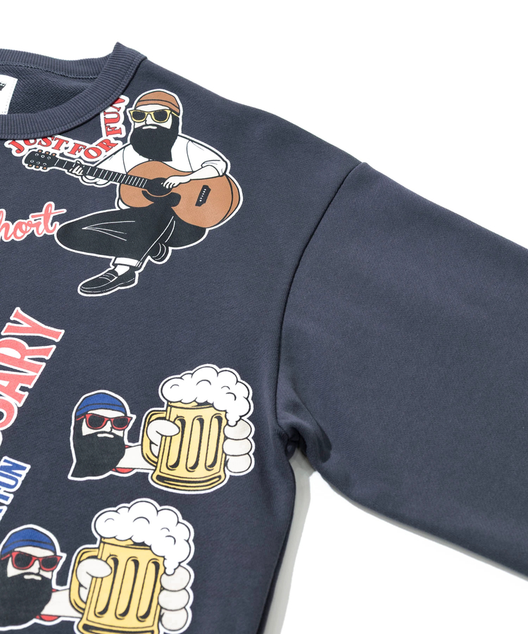 modem design/モデムデザイン 裏毛総柄おじさんクルースウェット