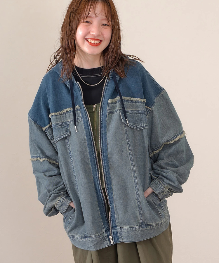 sammy さん mililopiulu ケミカルデニム パーカー GLAY mililopiulu/ミリロピュール ケミカルデニム裏毛フーディーパーカー