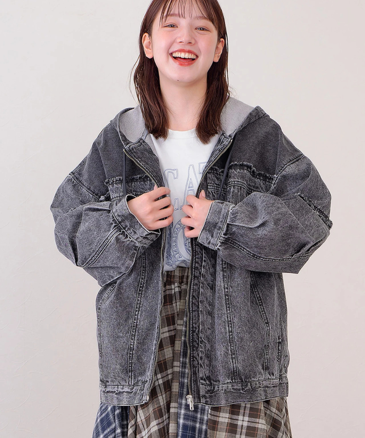 sammy さん mililopiulu ケミカルデニム パーカー GLAY mililopiulu/ミリロピュール ケミカルデニム裏毛フーディーパーカー