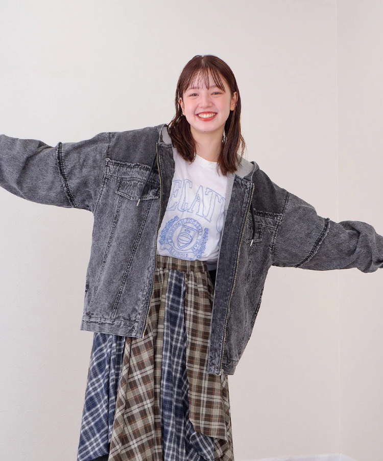 mililopiulu/ミリロピュール ケミカルデニム裏毛フーディーパーカー