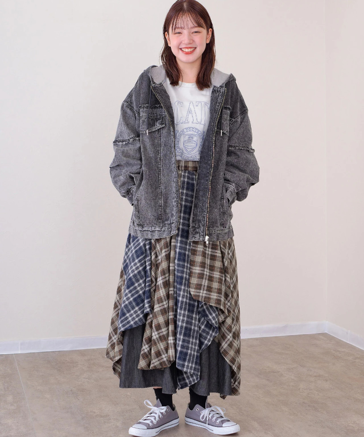 mililopiulu/ミリロピュール ケミカルデニム裏毛フーディーパーカー