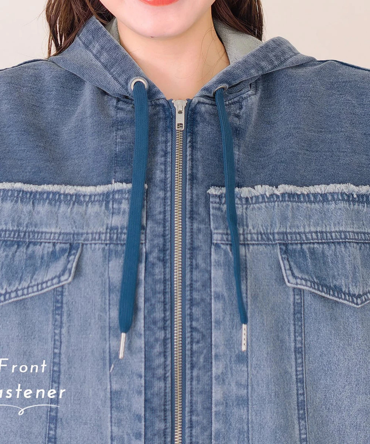 mililopiulu/ミリロピュール ケミカルデニム裏毛フーディーパーカー