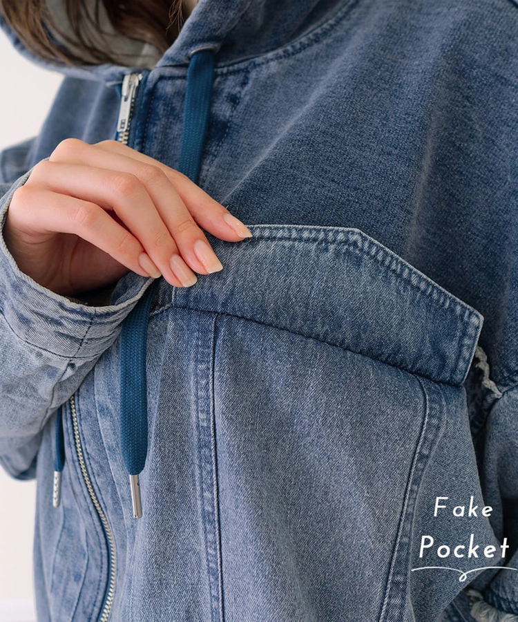 mililopiulu/ミリロピュール ケミカルデニム裏毛フーディーパーカー