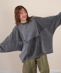 go slow caravan(ゴースローキャラバン) |mililopiulu/ミリロピュール ケミカルデニム裏毛ドルマンプルオーバー (WOMENS)