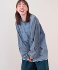 go slow caravan(ゴースローキャラバン) |mililopiulu/ミリロピュール ケミカルデニム裏毛ドルマンプルオーバー (WOMENS)