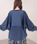 go slow caravan(ゴースローキャラバン) |mililopiulu/ミリロピュール ケミカルデニム裏毛ドルマンプルオーバー (WOMENS)