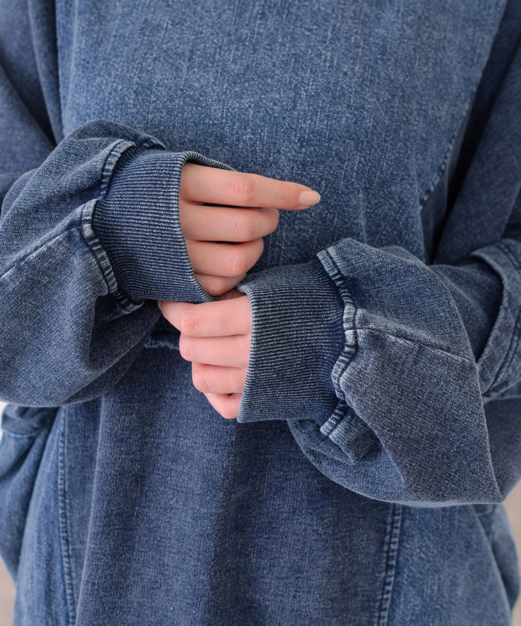 go slow caravan(ゴースローキャラバン) |mililopiulu/ミリロピュール ケミカルデニム裏毛ドルマンプルオーバー (WOMENS)