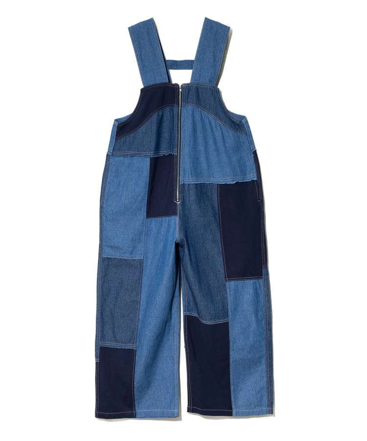 mililopiulu/ミリロピュール ジャージMIXデニムオーバーオール (WOMENS