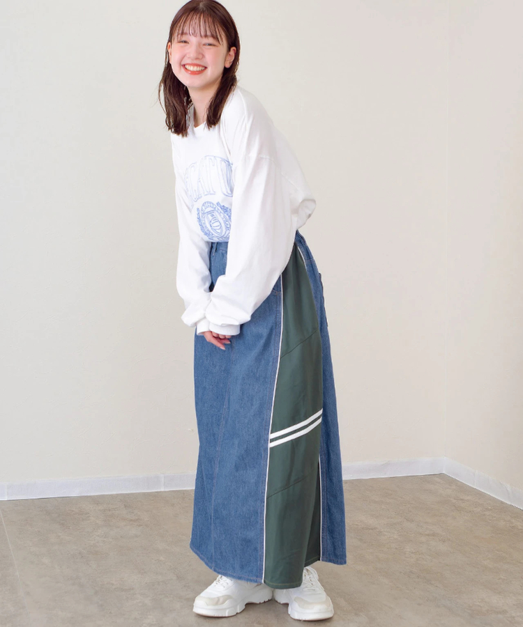 mililopiulu/ミリロピュール ジャージMIXデニムスカート (WOMENS